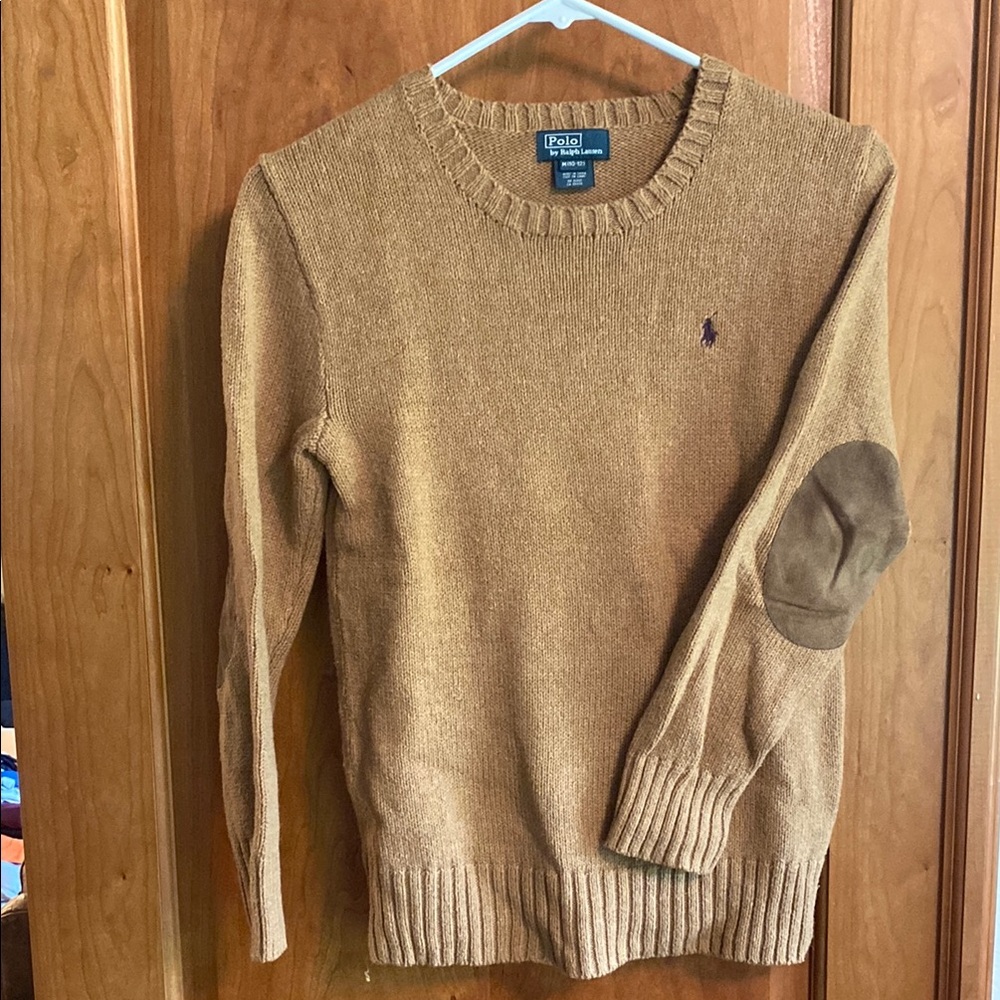 Polo by Ralph Lauren Tan Crewneck Sweater with Elbow Patches